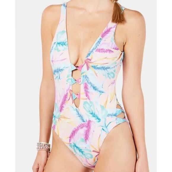 Bar III Copacabana Twist Front One Piece Swim XL NWT - Picture 1 of 5